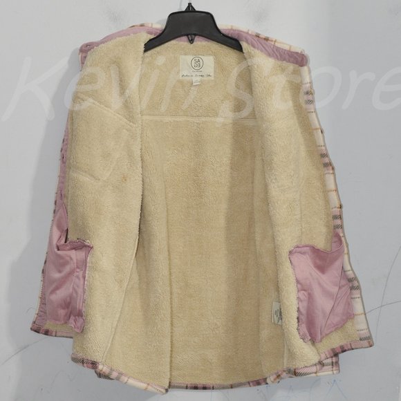 Pink NWT Sage Ladies' Plush‎ Plaid Shirt Jacket - Picture 4 of 9